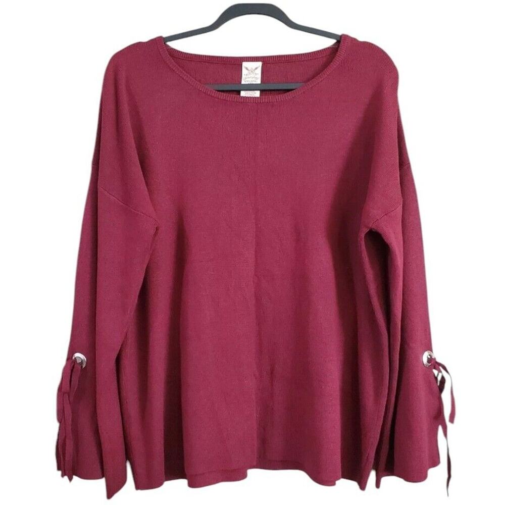 Faded Glory Women's Red Bell Sleeve Pullover Sweater Size XXL